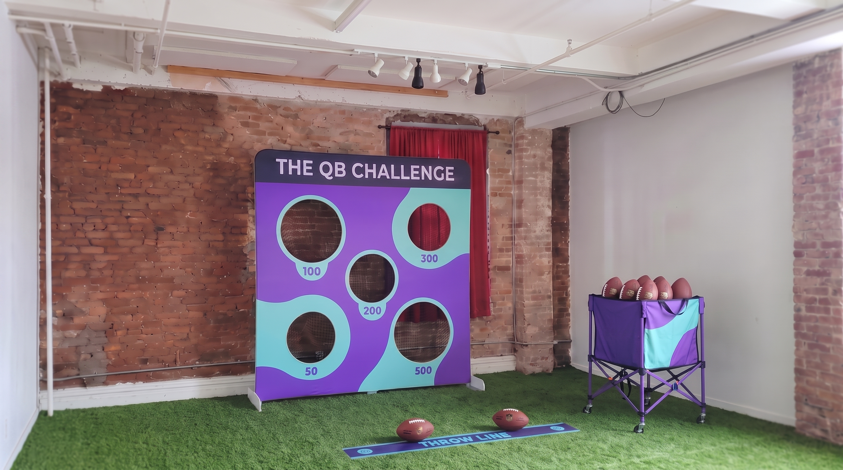 QB Challenge football toss mockup